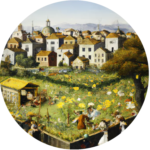 Permaculture garden - historical painting